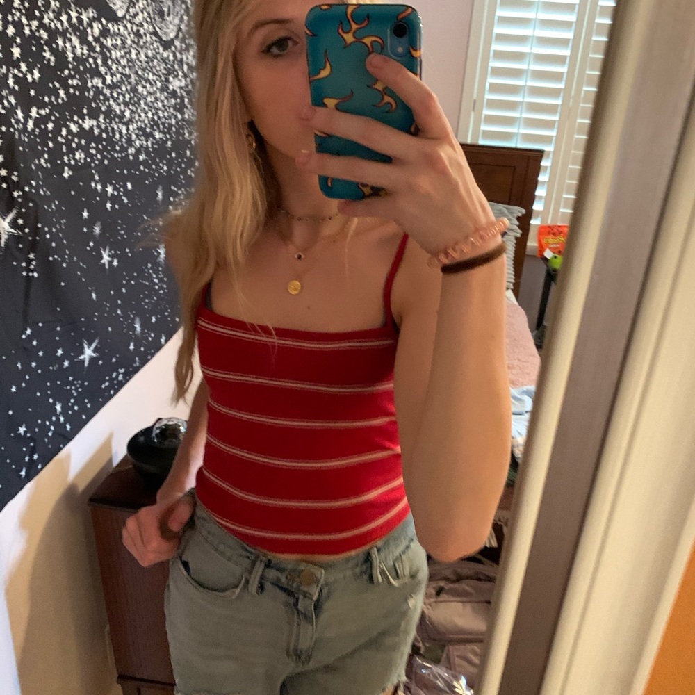 brandy red spaghetti strap tank